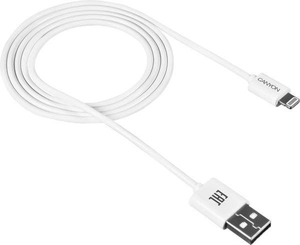 Кабель Canyon 8-pin Lightning - USB 2.0 CFI-1 CNE-CFI1B (белый) Кабель Canyon 8-pin Lightning - USB 2.0 CFI-1 CNE-CFI1B (белый) - фото 1
