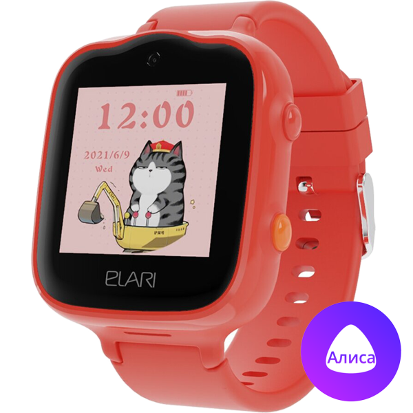Часы-телефон  ELARI детские KidPhone 4G Bubble, красные - фото 1