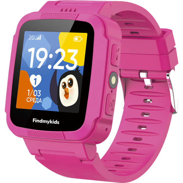 Часы-телефон ELARI детские FindMyKids 2G Pingo, розовые - фото 1