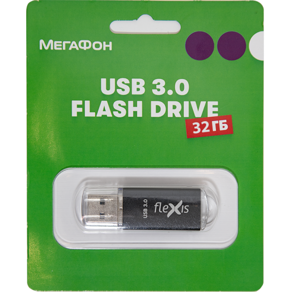 Флеш-накопитель Flexis 32Gb USB3.0, черный - фото 1