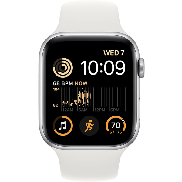 Умные часы  Apple Watch SE2, 44 мм, White sport band, Silver Aluminium - фото 1