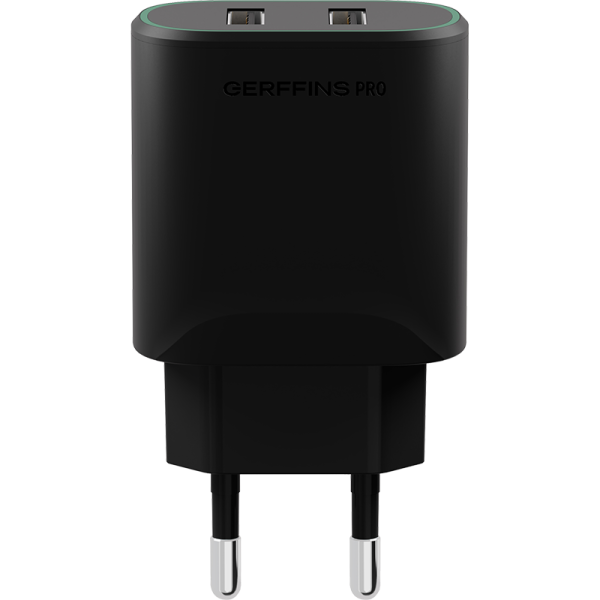 Зарядное устройство сетевое Gerffins Pro USB-A/A 1A/2,4A, черное