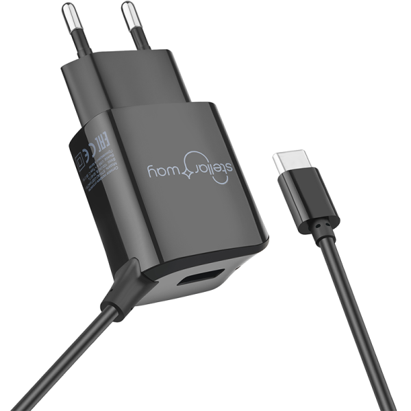 Зарядное устройство сетевое Stellarway USB-A/С 2,1A 1м, черный