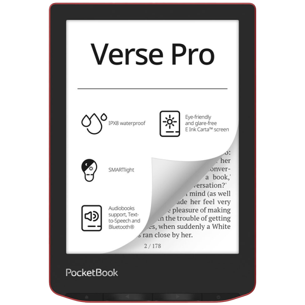 Электронная книга PocketBook 634 Verse Pro, красный (PB634-3-WW)