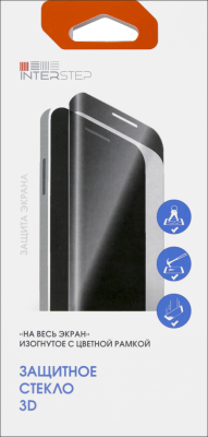 Защитное стекло InterStep закругленное для Apple iPhone X 3D (черное)