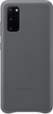 Чехол-крышка Samsung EF-VG980LJEGRU для Galaxy S20, кожа, серый - фото 2