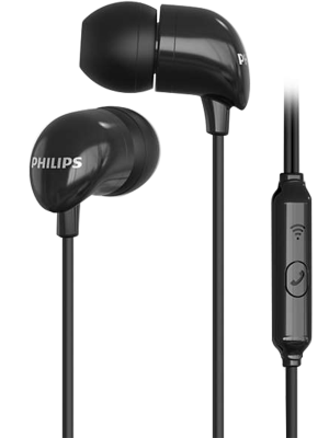 Проводная гарнитура Philips TAE1126, черные (с кнопкой ответа)
