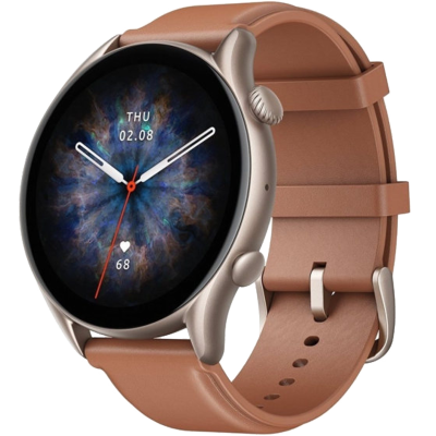 Умные часы  Amazfit GTR 3 Pro, коричневая кожа